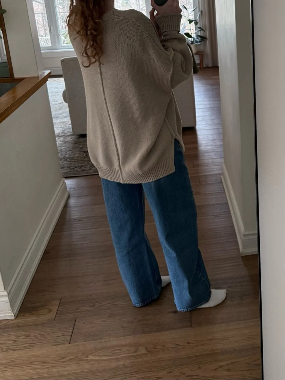 Zara Beige Oversized V‑Neck Button Cardigan - Picture 3 of 5